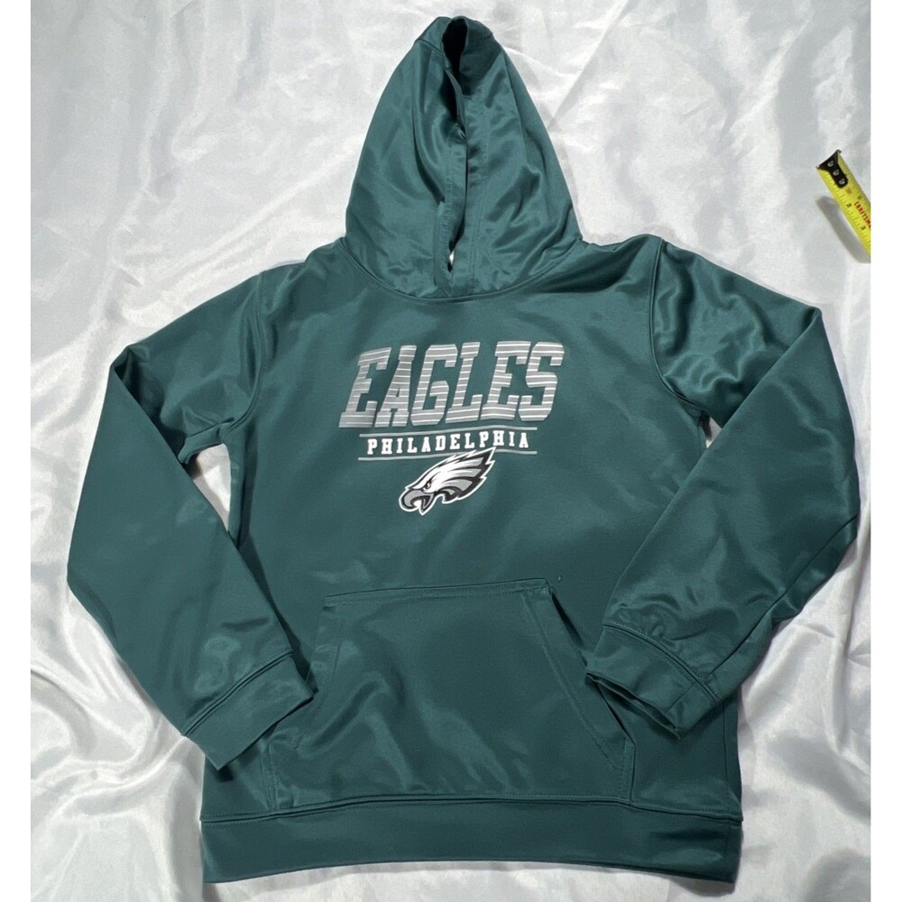 Philadelphia Eagles NFL Team Apparel Youth Large Hoodie Green Spell Out Graphic